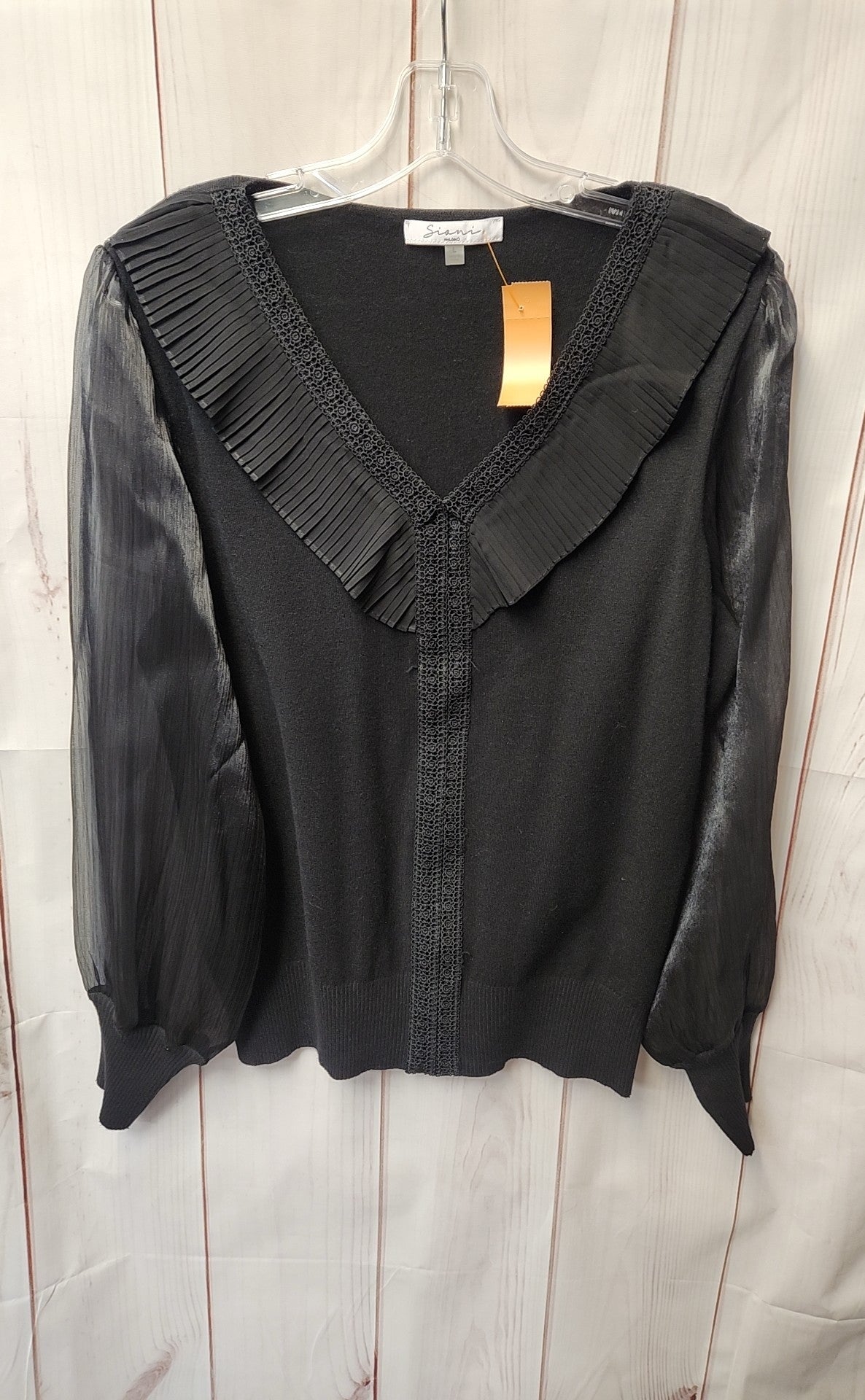 Sioni Women's Size L Black Long Sleeve Top