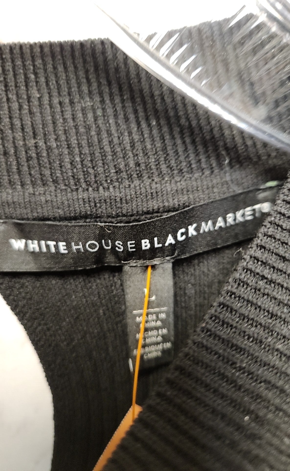 White House Black Market Women's Size L Black Long Sleeve Top