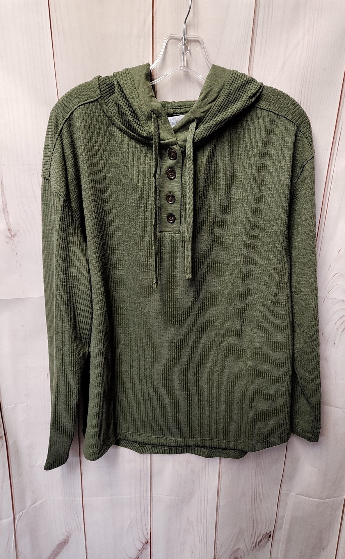Time and Tru Women's Size L Green Hooded Long Sleeve Top