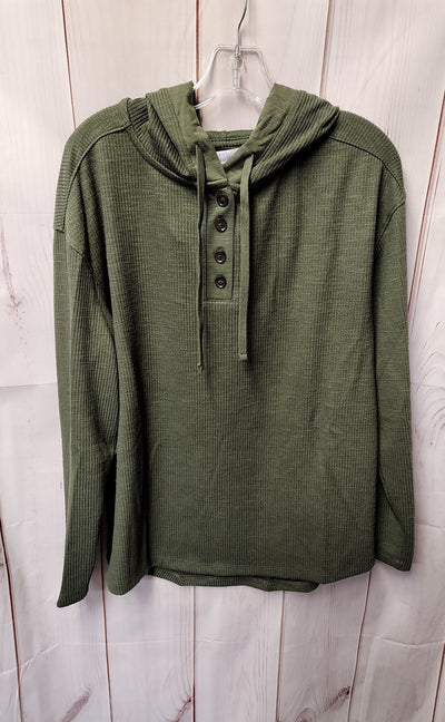 Time and Tru Women's Size L Green Hooded Long Sleeve Top