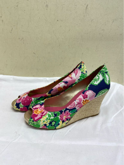 Lilly Pulitzer Women's Size 8-1/2 Navy Floral Sandals