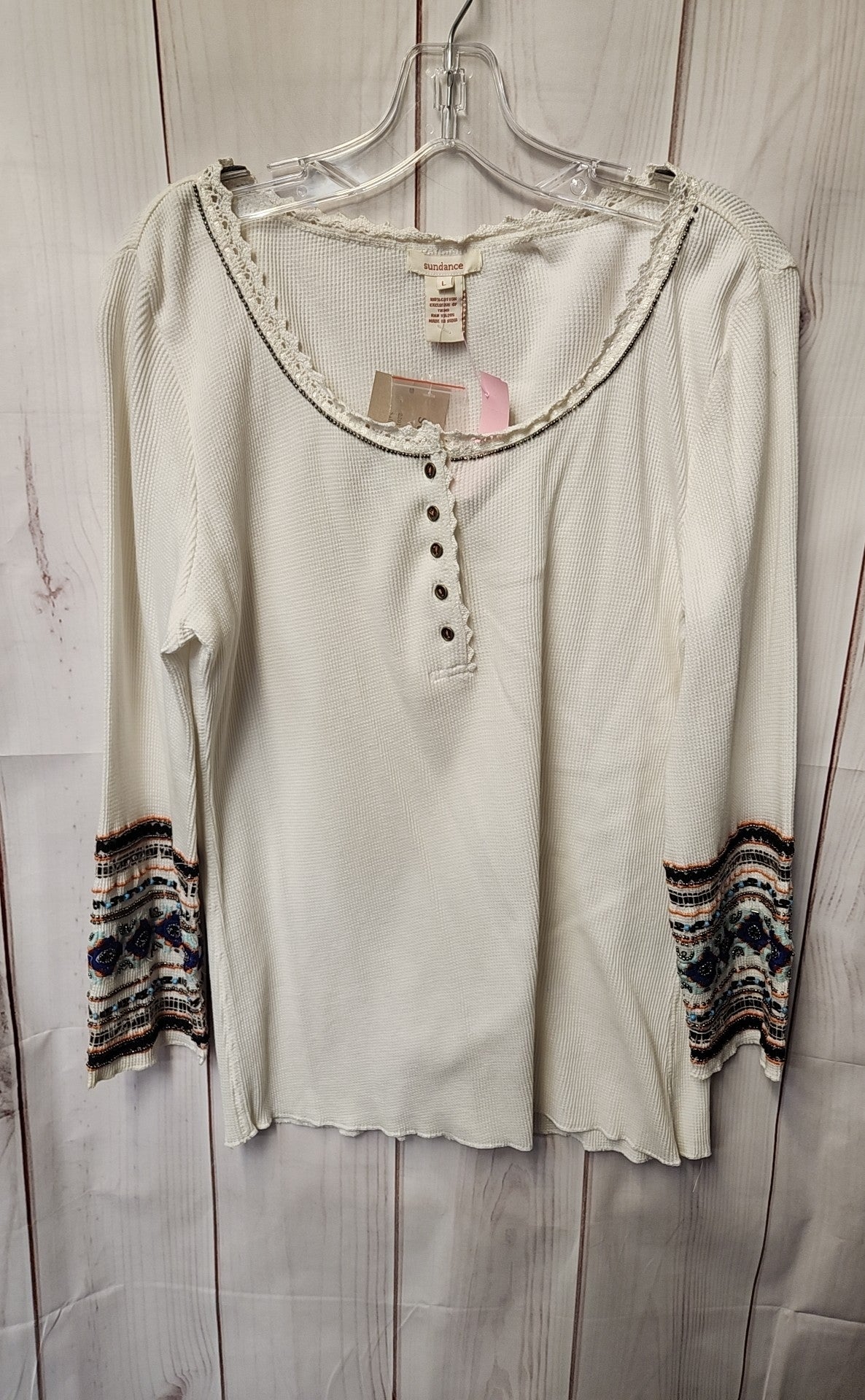 NWT Sundance Women's Size L White Long Sleeve Top