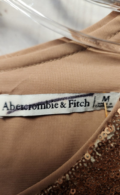 Abercrombie & Fitch Women's Size M Brown Sequined Short Sleeve Top