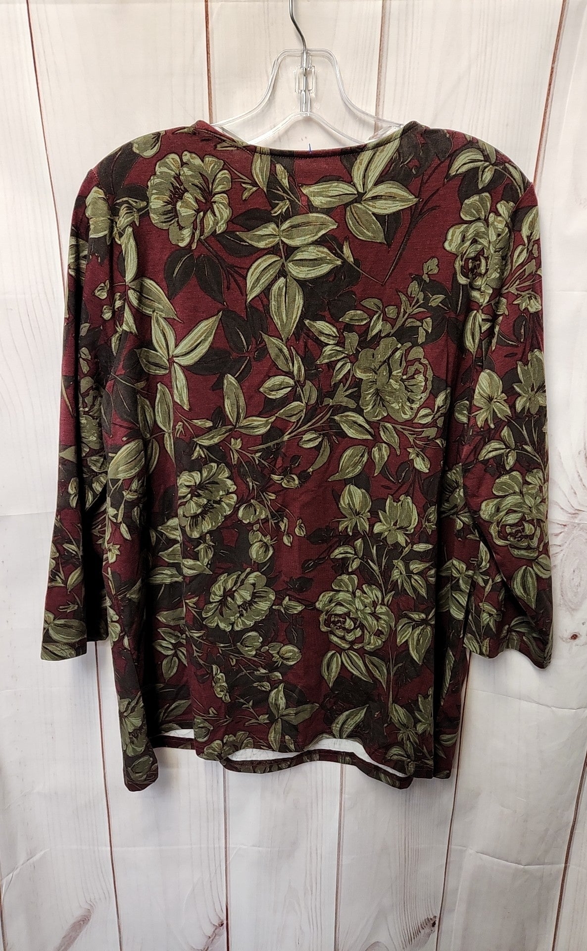 Belle by Kim Gravel Women's Size L Maroon Floral Long Sleeve Top
