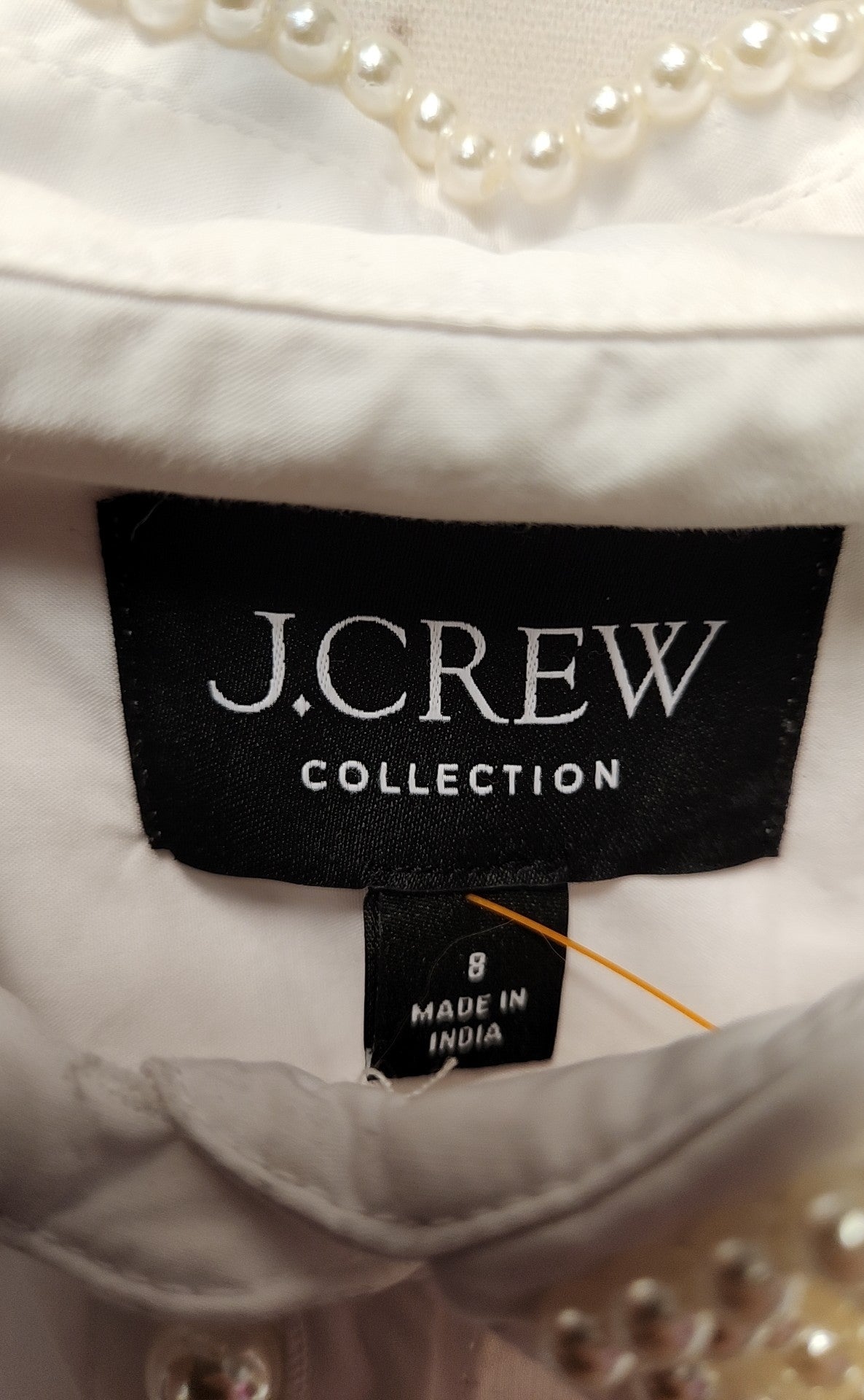 J Crew Women's Size 8 White Beaded Long Sleeve Top