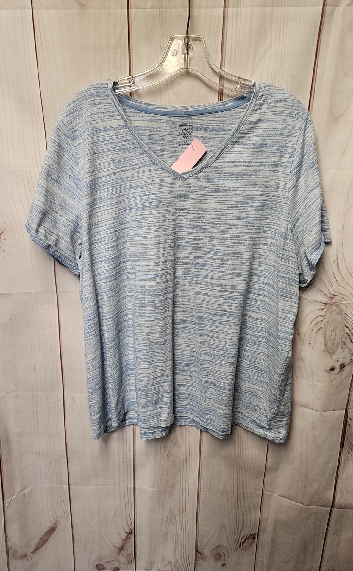 Croft & Barrow Women's Size 1X Blue Short Sleeve Top