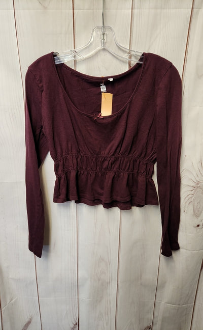 Me to We Women's Size L Maroon Long Sleeve Top