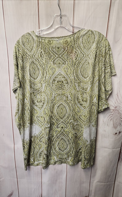 Chico's Women's Size 3 = US XL Green Short Sleeve Top
