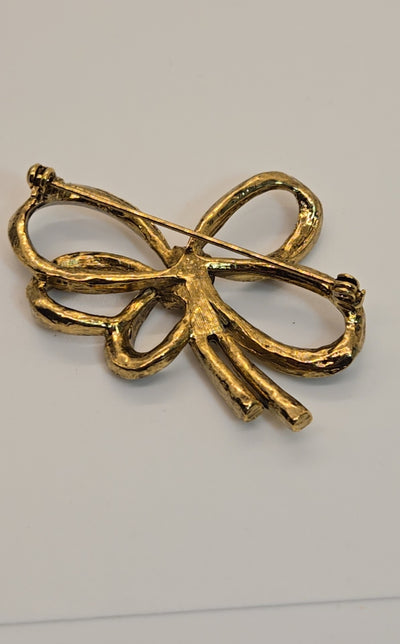 Gold Bow Brooch Pin