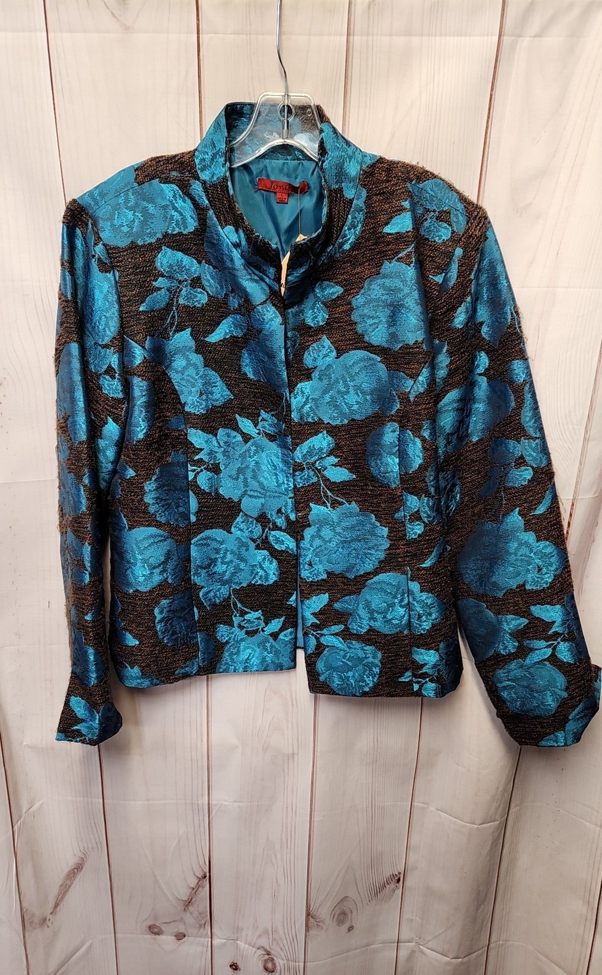 Joni B Women's Size L Blue & Brown Floral Jacket
