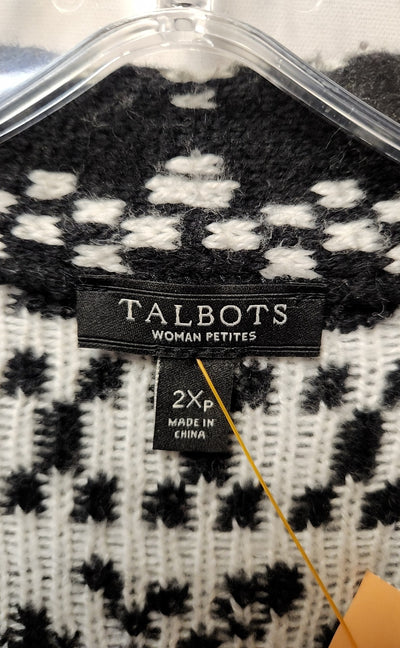 Talbots Women's Size 2X Petite Black & White Cardigan