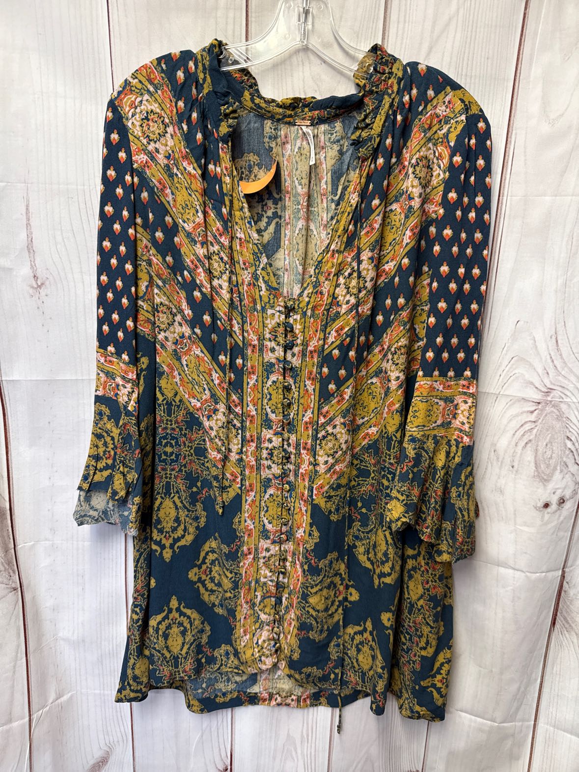 Free People Women's Size M Teal 3/4 Sleeve Top