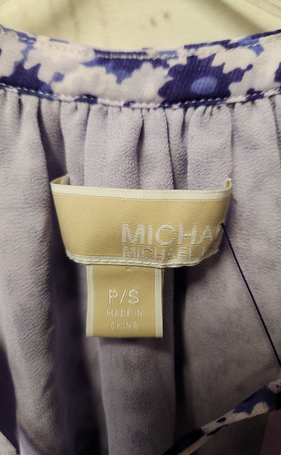 Michael Kors Women's Size S Purple Floral Cold Shoulder Top