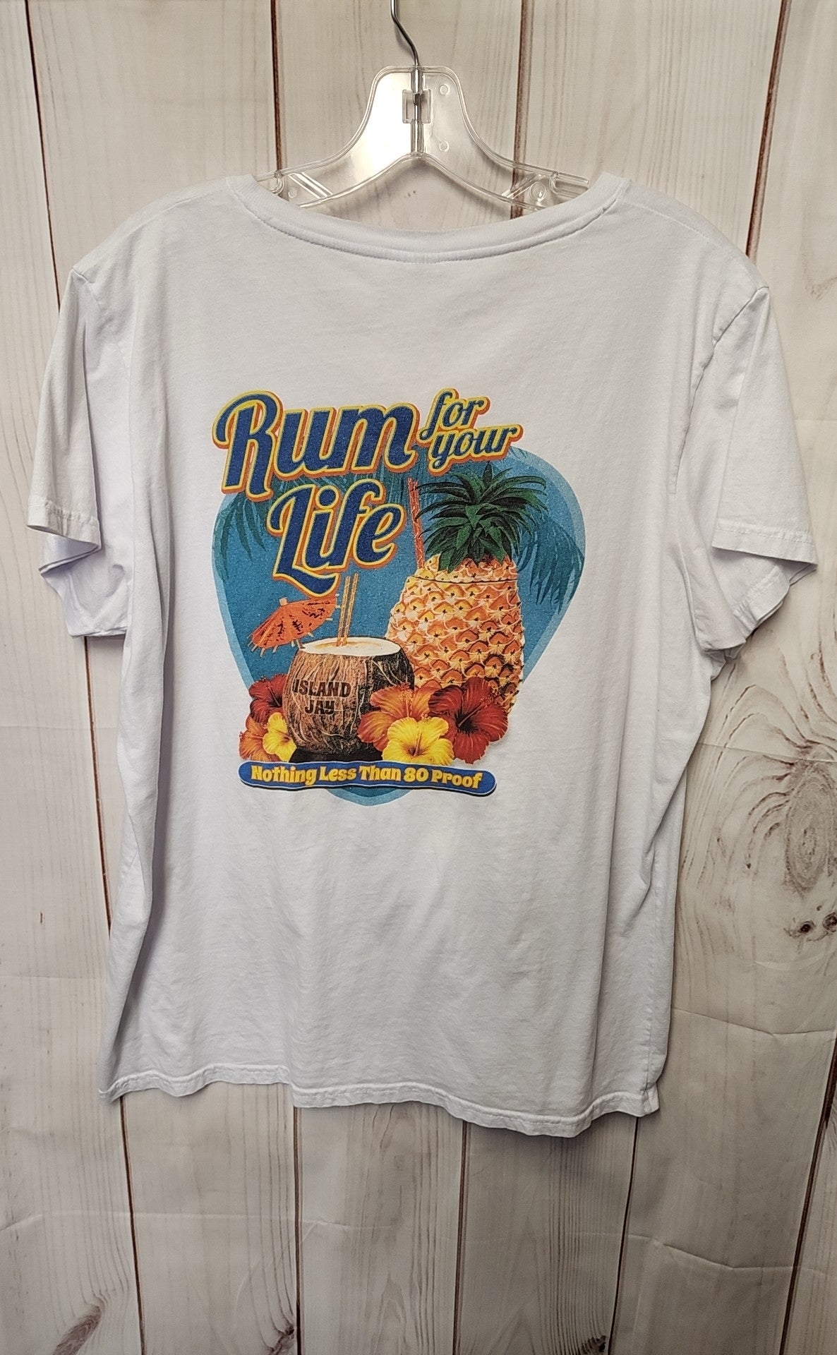 Lat Women's Size XL White Short Sleeve Top