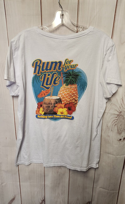 Lat Women's Size XL White Short Sleeve Top