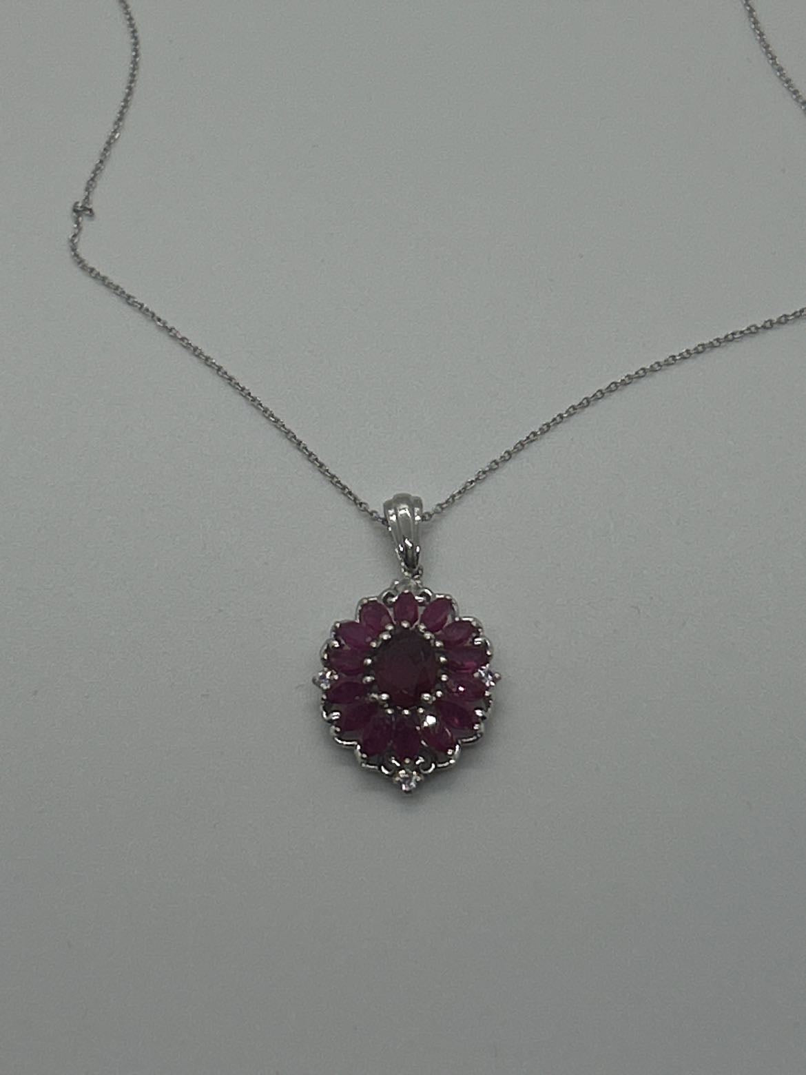 Sterling Red & Pink .925 Sterling Silver Necklace