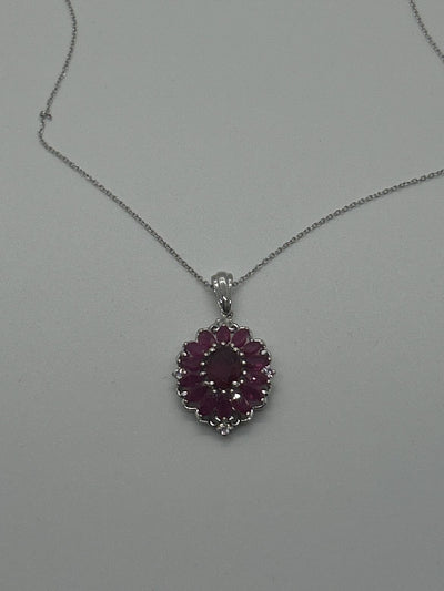 Sterling Red & Pink .925 Sterling Silver Necklace