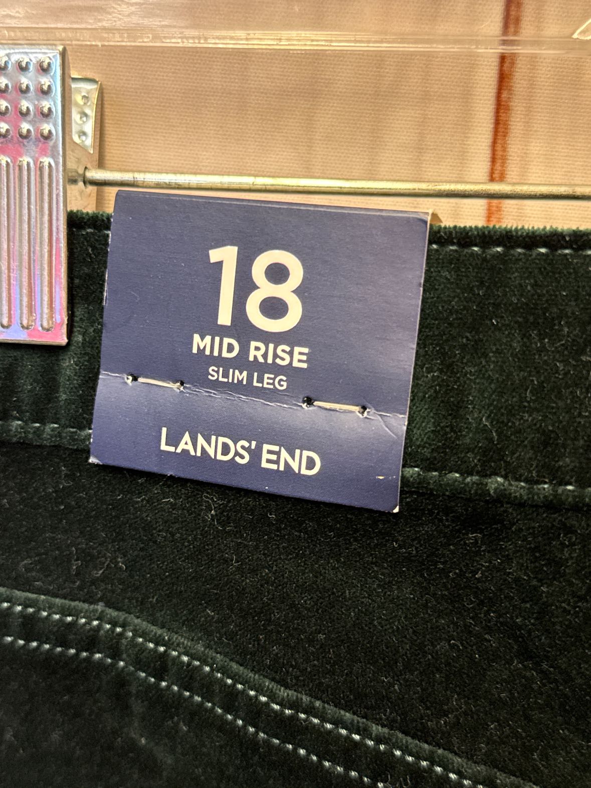 NWT Lands End Women's Size 18 Green Mid Rise Slim Leg Pants