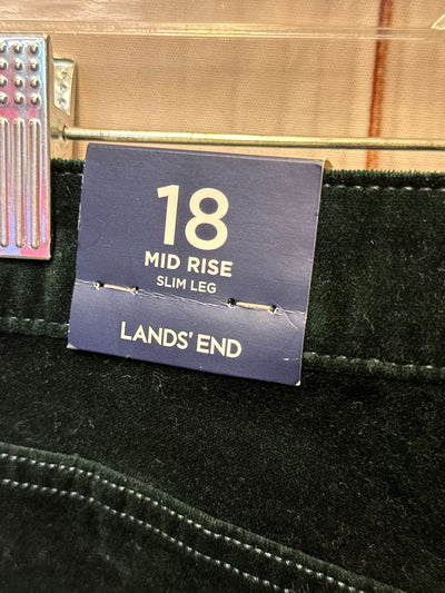 NWT Lands End Women's Size 18 Green Mid Rise Slim Leg Pants