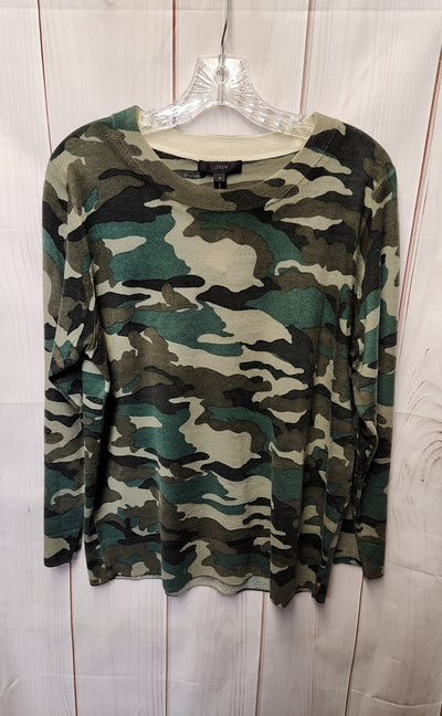 J Crew Women's Size XL Green Camo Sweater