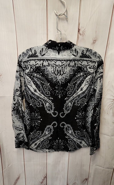 Talbots Women's Size S Petite Black & White Long Sleeve Top