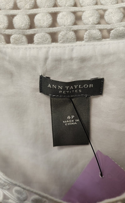 Ann Taylor Women's Size 4 Petite White Sleeveless Top
