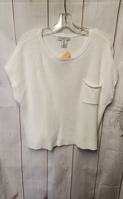 SincerelyJules Women's Size XL White Knit Short Sleeve Top