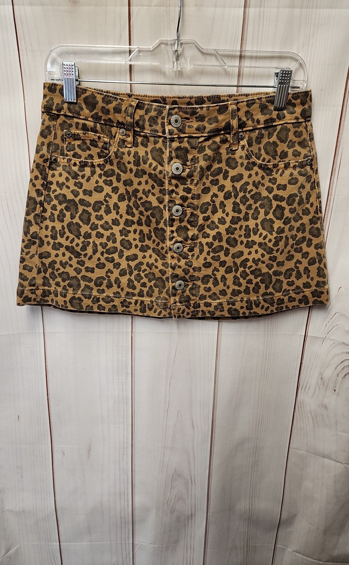 American Eagle Women's Size 0 Brown Animal Print Skirt Low Rise A-Line