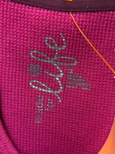 Made for Life Women's Size 3X Pink Long Sleeve Top