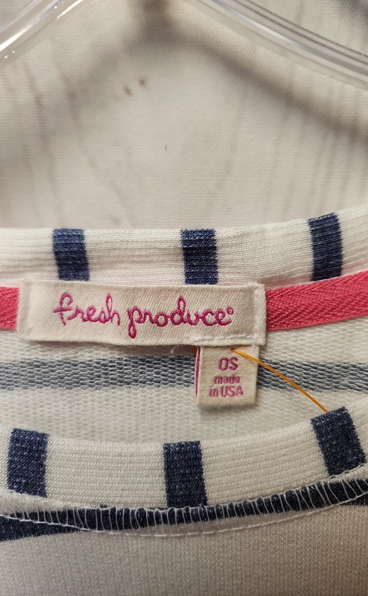 Fresh Produce Women's Size One Size White & Blue 3/4 Sleeve Top