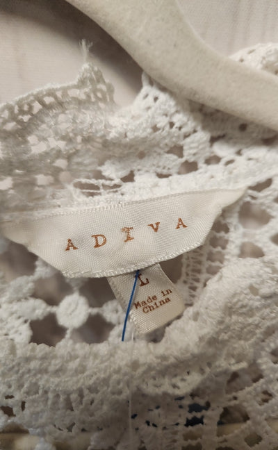 Adiva Women's Size L White Lace Floral Long Sleeve Top