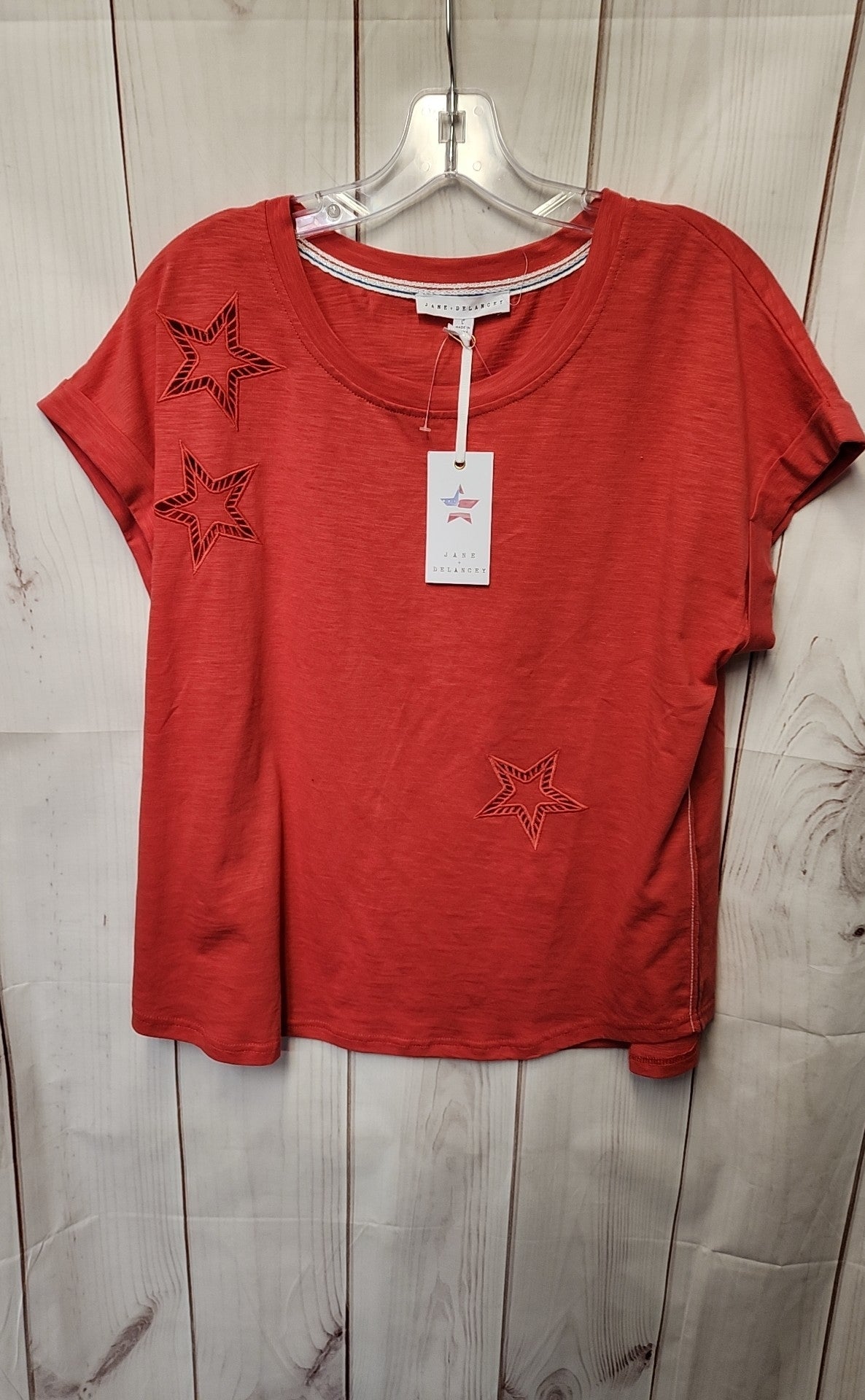 NWT Jane & Delancey Women's Size L Red Short Sleeve Top