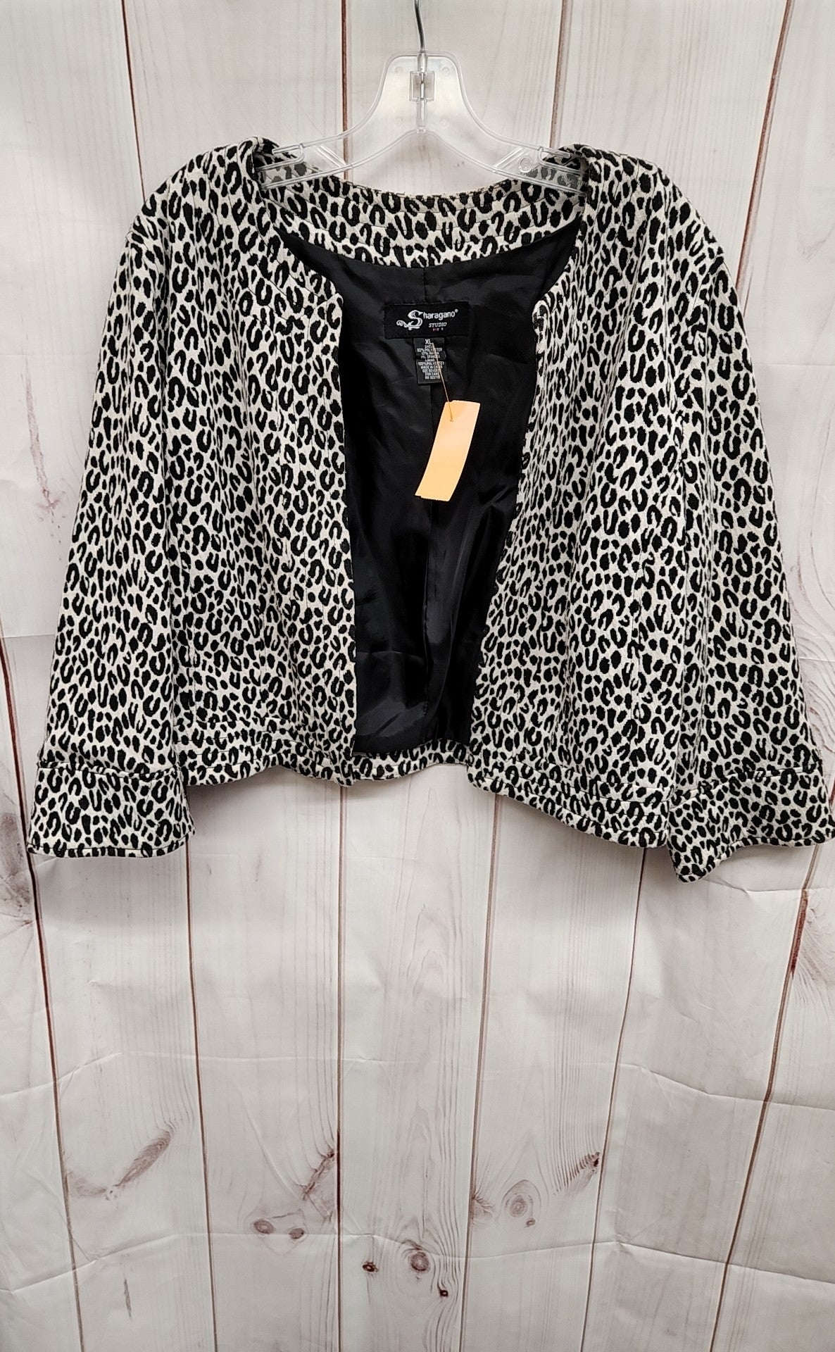 Sharagano Women's Size XL White Animal Print Cardigan