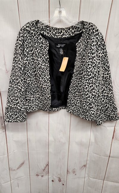 Sharagano Women's Size XL White Animal Print Cardigan