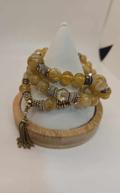 3pcs Tan Beaded Bracelet
