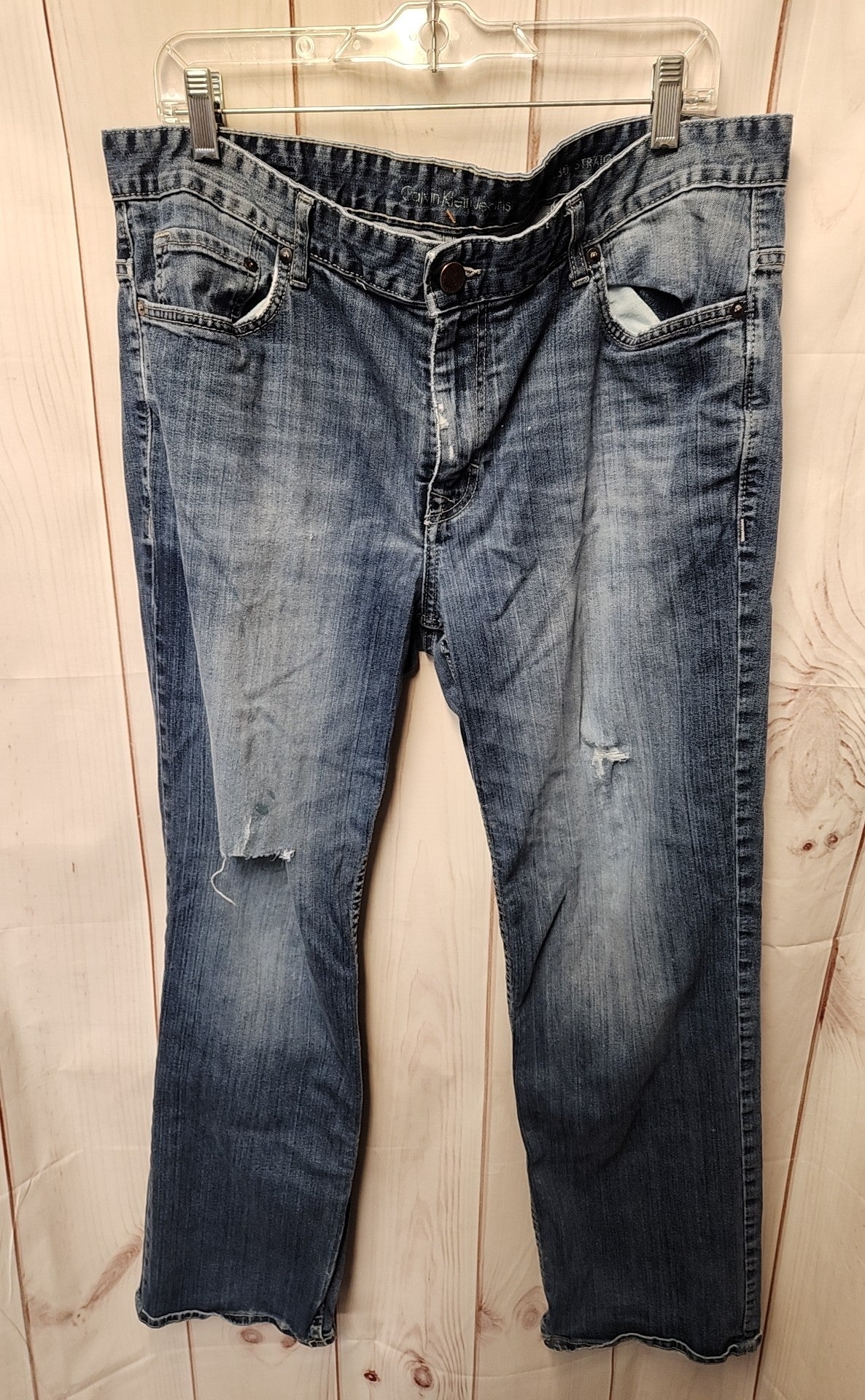 Calvin Klein Men's Size 36x30 Blue Jeans Straight