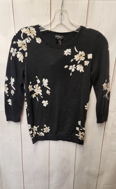 Ann Taylor Women's Size S Petite Black Floral Sweater