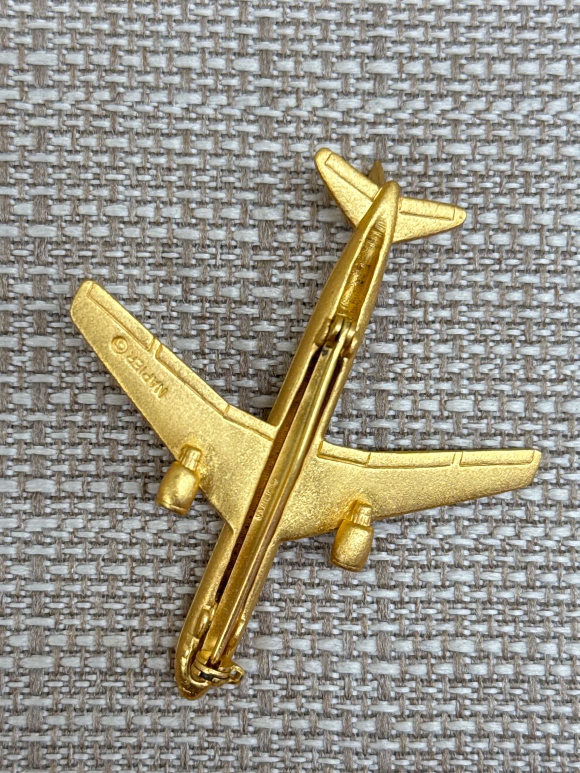 Napier Signed Gold Airplane Brooch Pin