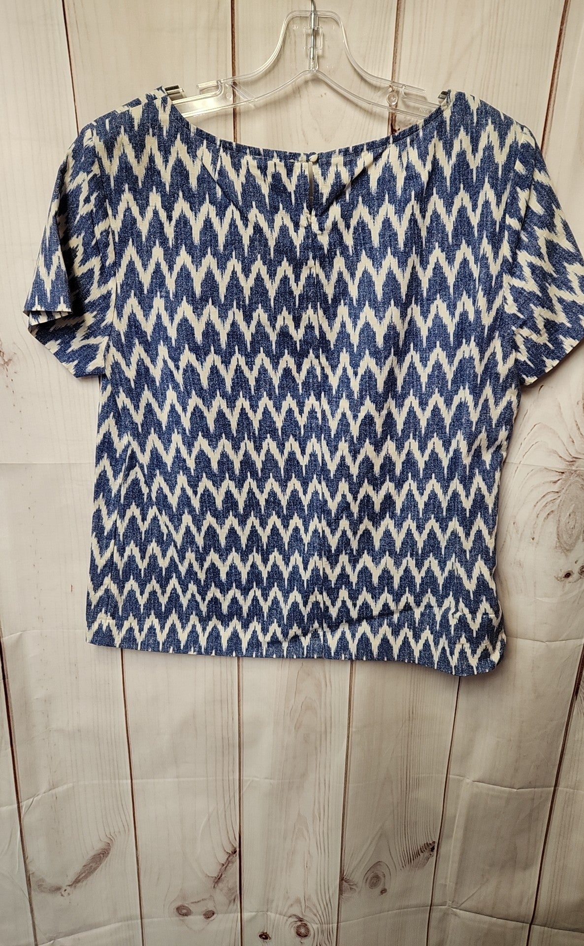 J Crew Women's Size M Blue Linen Blend Short Sleeve Top