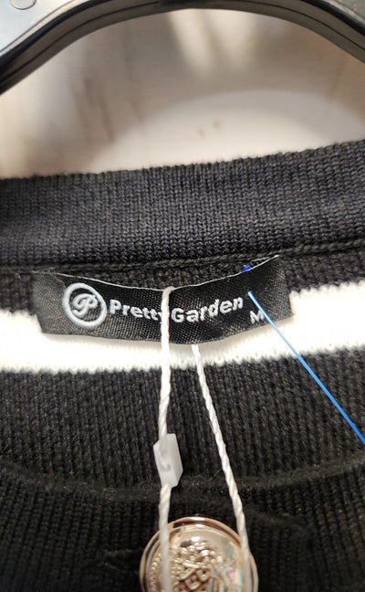 NWT Pretty Garden Women's Size M White & Black Cardigan