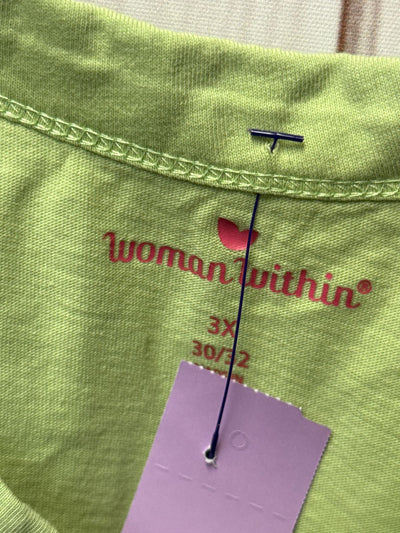 Woman Within Women's Size 3X Green Cold Shoulder Top