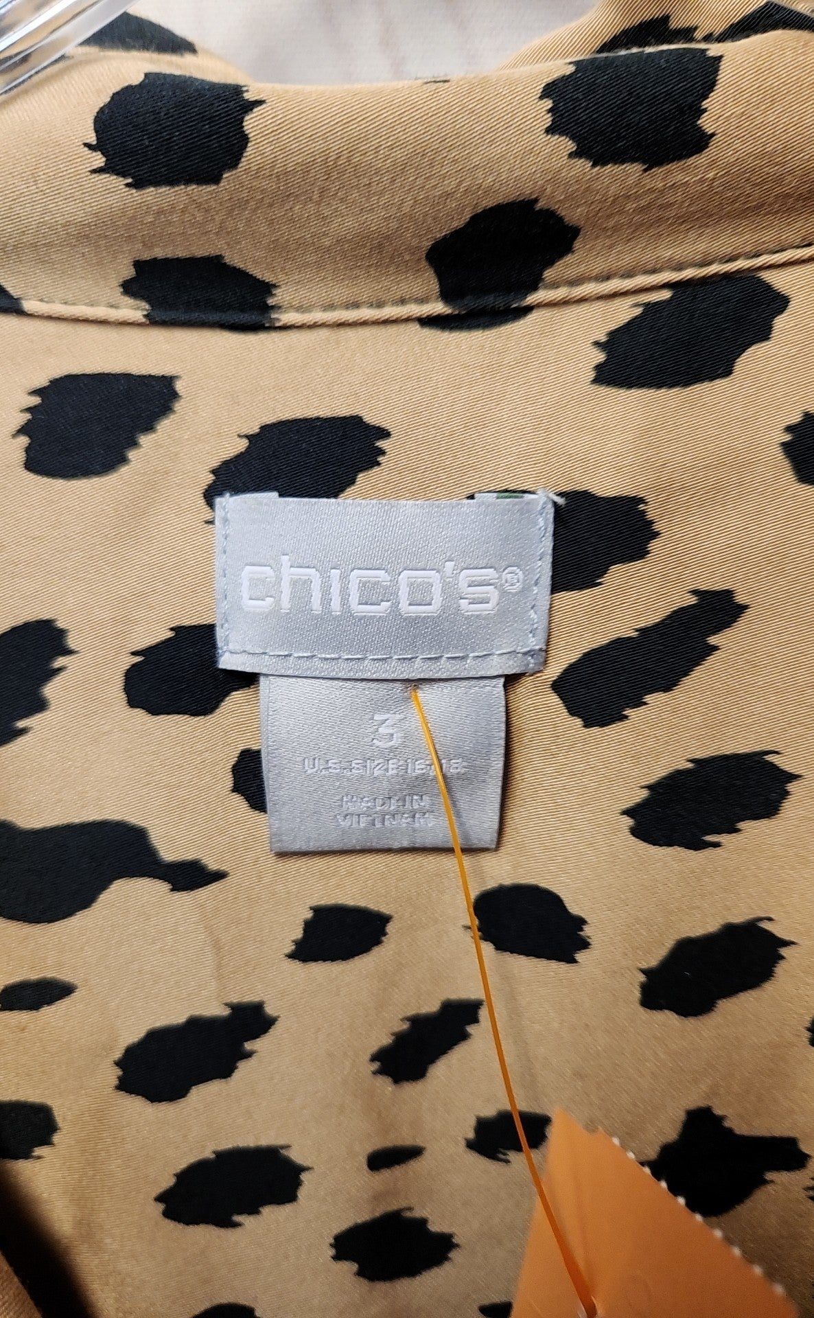 Chico's Women's Size 3 = US XL Brown Animal Print Long Sleeve Top
