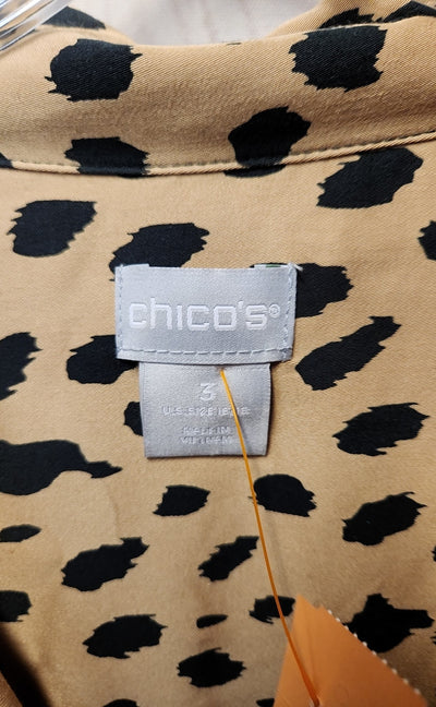 Chico's Women's Size 3 = US XL Brown Animal Print Long Sleeve Top