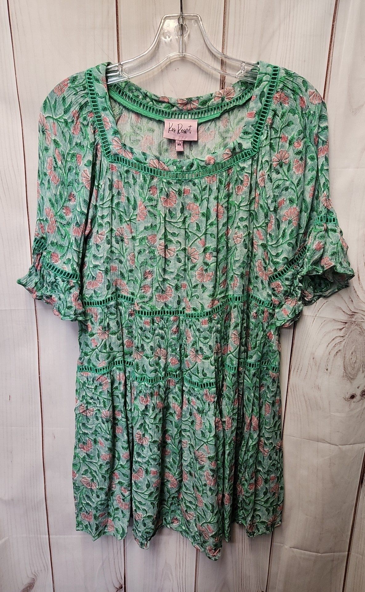Kos Resort Women's Size XS Green Floral Dress