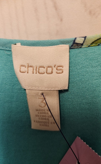 Chico's Women's Size 3 = US XL Blue & Green Dress