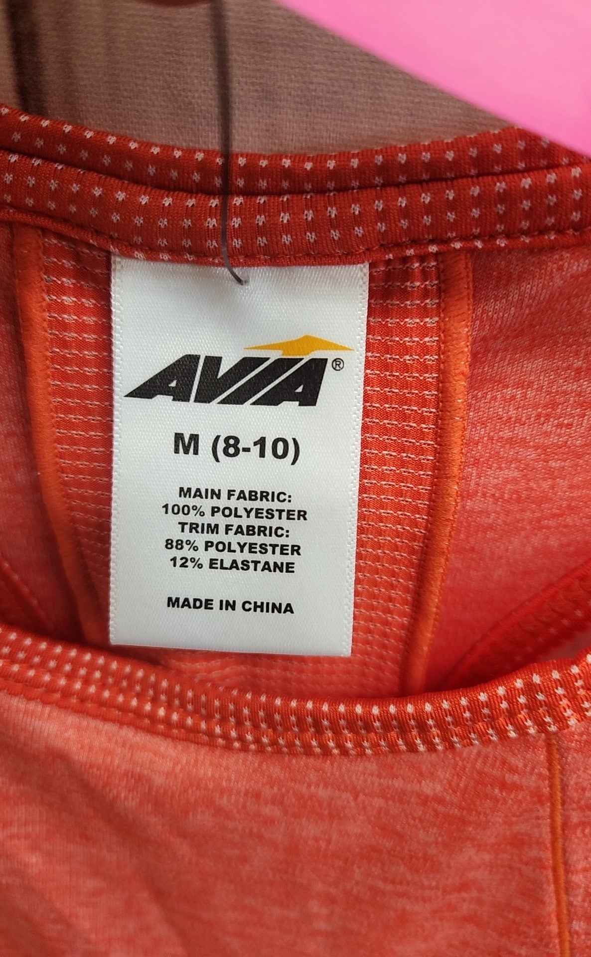 Avia Women's Size M Orange Sleeveless Top