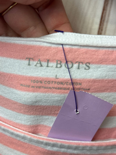 Talbots Women's Size L White & Pink 3/4 Sleeve Top