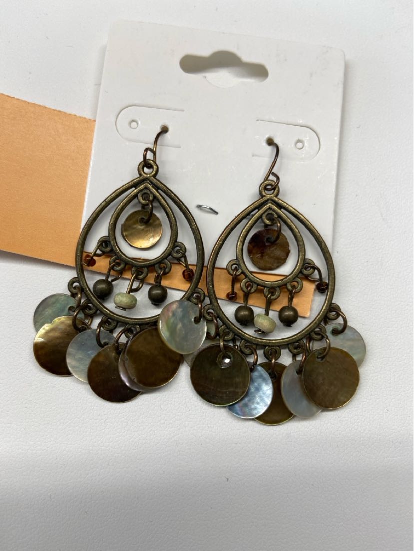 Brown Shell Drop Earrings