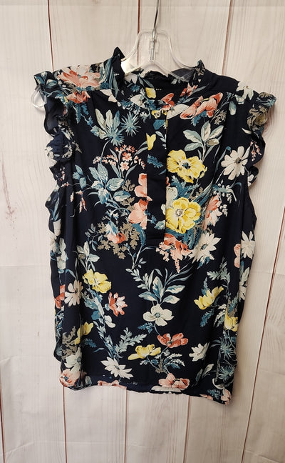 Loft Women's Size L Navy Floral Sleeveless Top