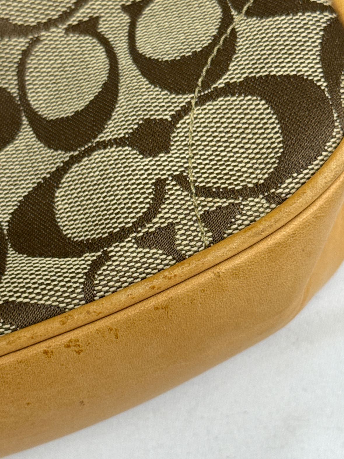 VTG Coach 6362 Brown Sig Logo Canvas Hamptons Mini Purse Bag AS IS